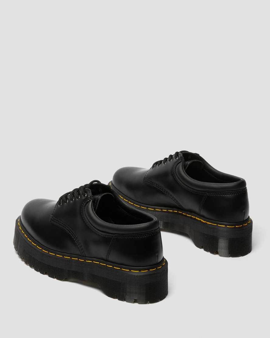 Men's Dr Martens 8053 Leather Platform Oxford Shoes Black Polished Smooth | 546PEGULY