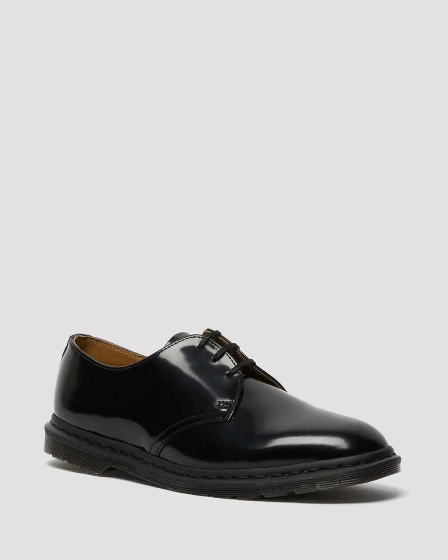 Men\'s Dr Martens Archie II Smooth Leather Oxford Shoes Black Polished Smooth | 901TKMFGY