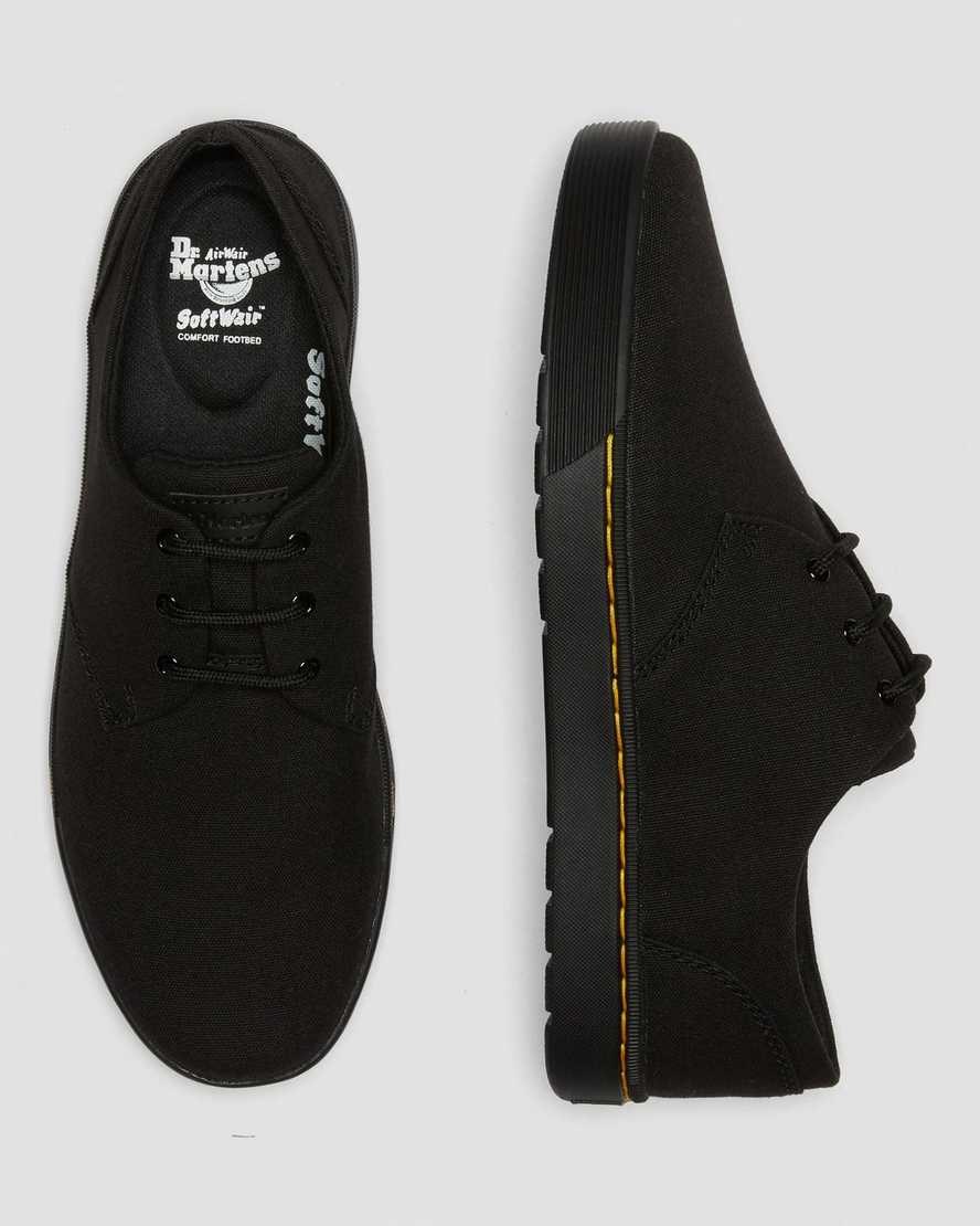 Men's Dr Martens Cairo Low Canvas Oxford Shoes Black Canvas | 043WIXFUP