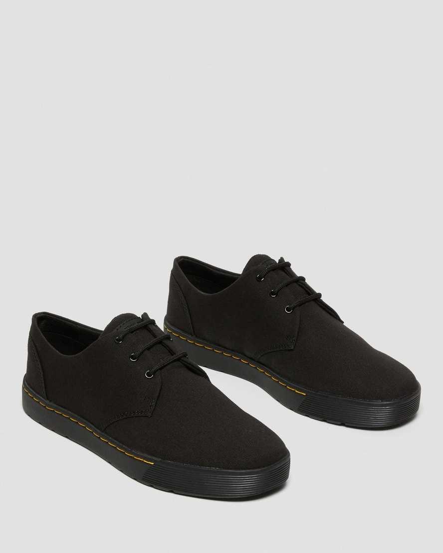 Men's Dr Martens Cairo Low Canvas Oxford Shoes Black Canvas | 043WIXFUP