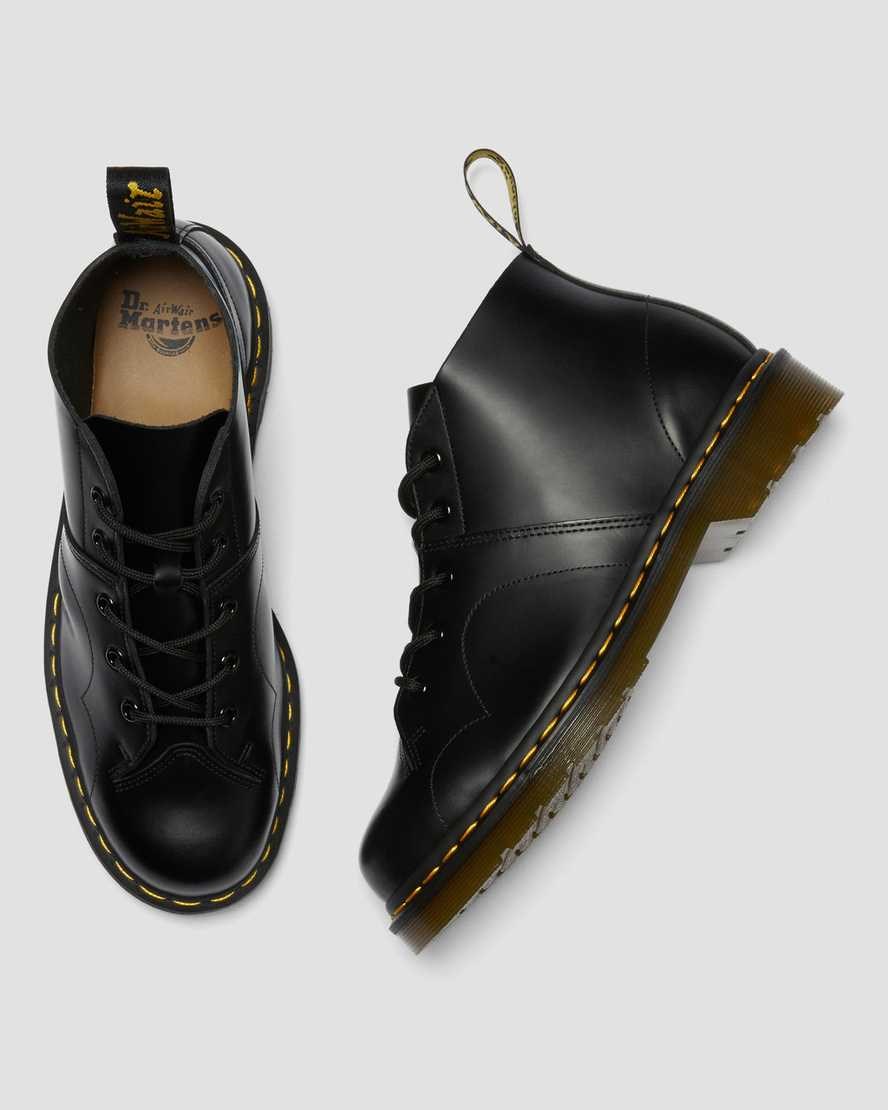 Men's Dr Martens Church Smooth Leather Monkey Ankle Boots Black Smooth Leather | 047BKMHRX