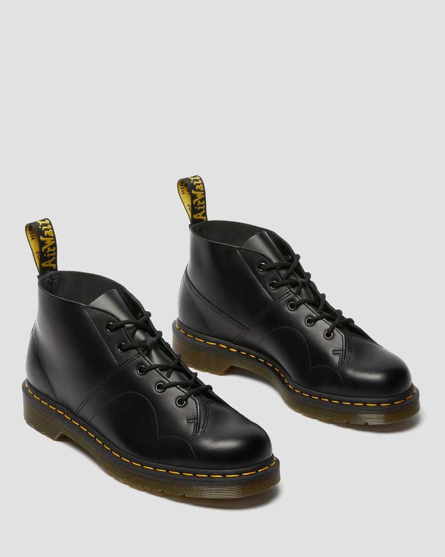 Men's Dr Martens Church Smooth Leather Monkey Ankle Boots Black Smooth Leather | 047BKMHRX