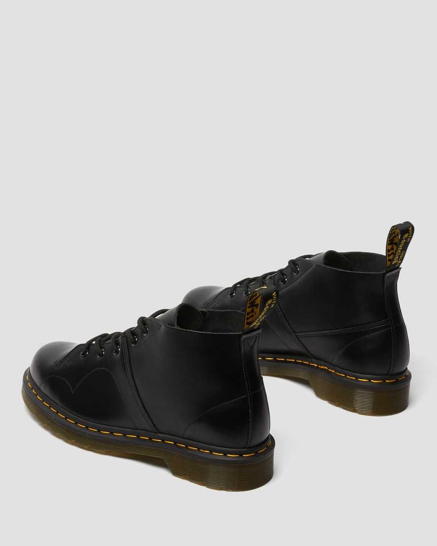 Men's Dr Martens Church Smooth Leather Monkey Ankle Boots Black Smooth Leather | 047BKMHRX