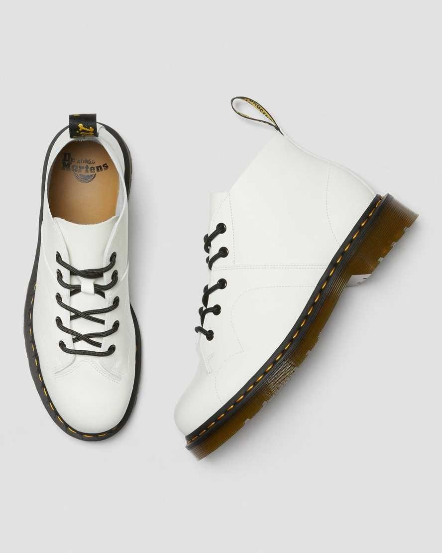 Men's Dr Martens Church Smooth Leather Monkey Ankle Boots White Smooth Leather | 507TZKOBX