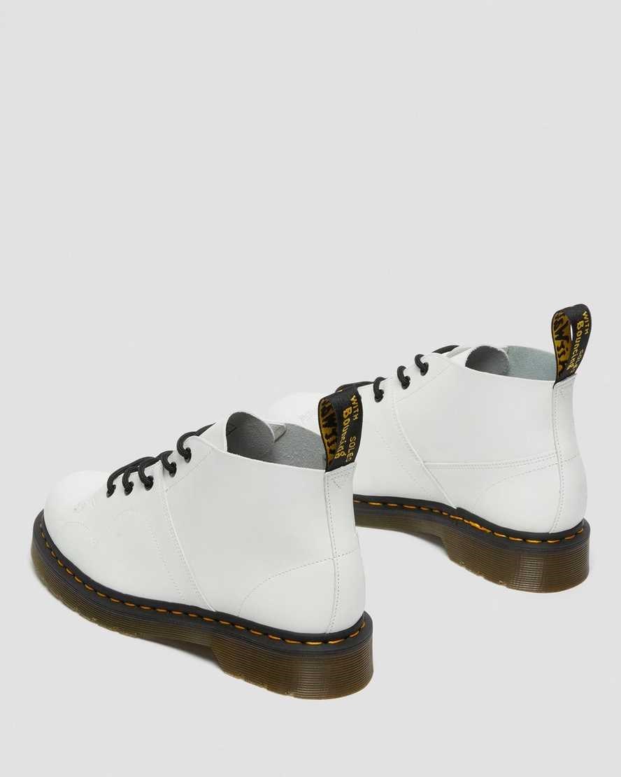 Men's Dr Martens Church Smooth Leather Monkey Ankle Boots White Smooth Leather | 507TZKOBX