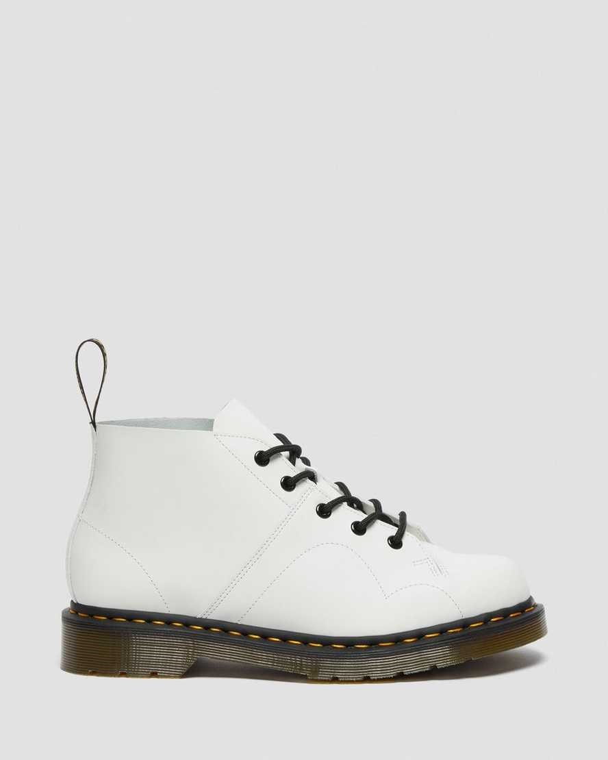 Men's Dr Martens Church Smooth Leather Monkey Ankle Boots White Smooth Leather | 507TZKOBX