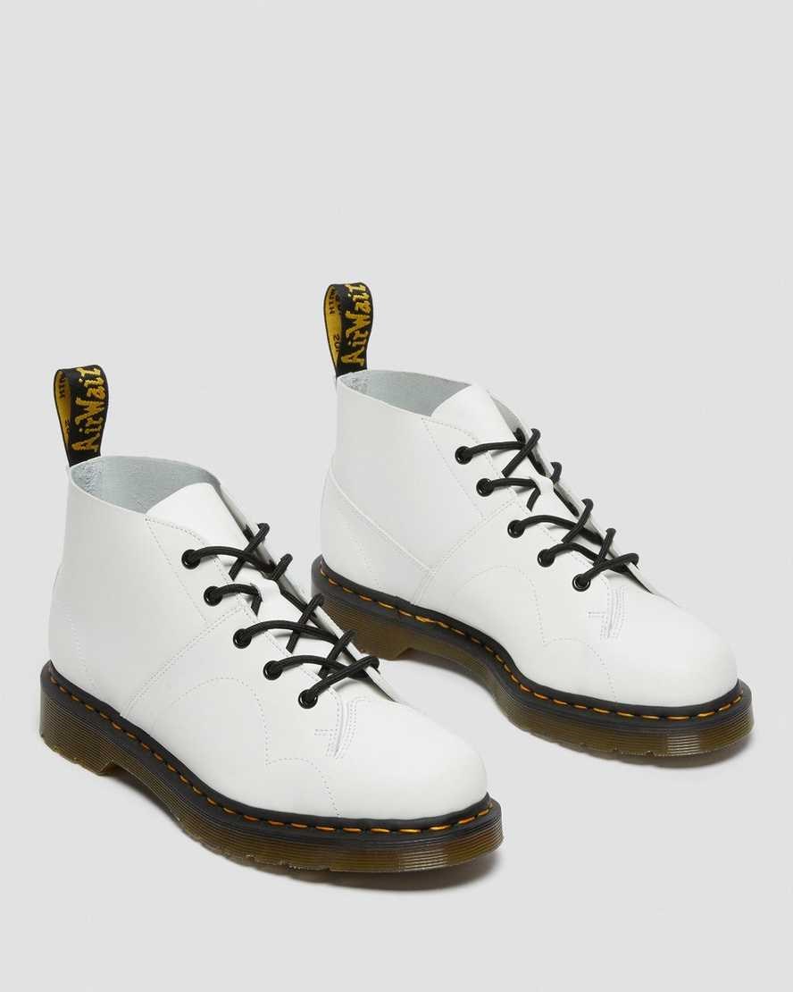 Men's Dr Martens Church Smooth Leather Monkey Ankle Boots White Smooth Leather | 507TZKOBX