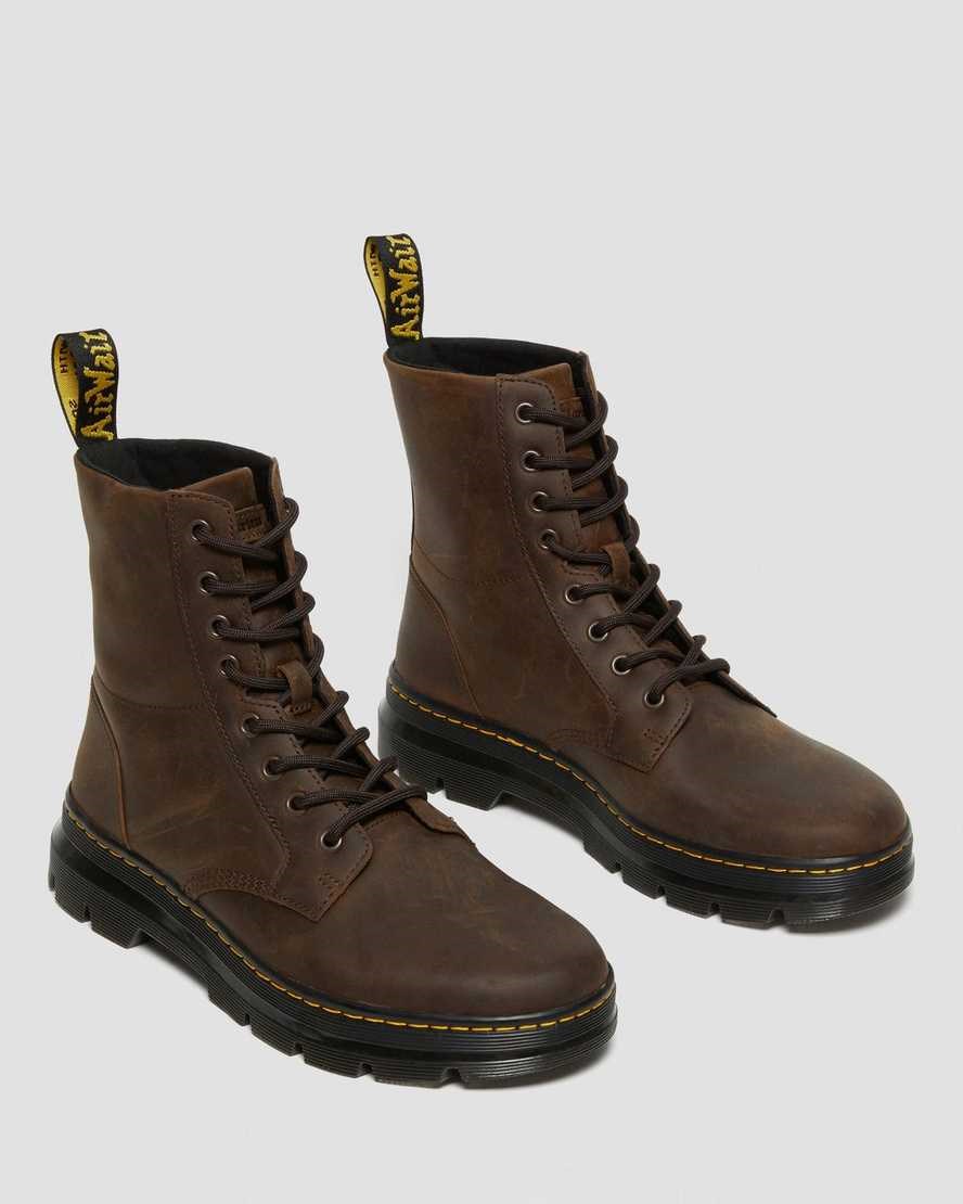 Men's Dr Martens Combs Crazy Horse Leather Lace Up Boots Brown Crazy Horse Leather | 326EVGHBT