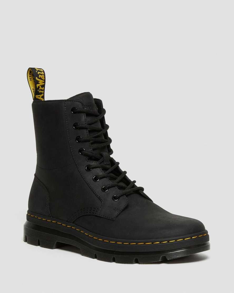 Men\'s Dr Martens Combs Leather Ankle Boots Black Wyoming | 928FPDLZM