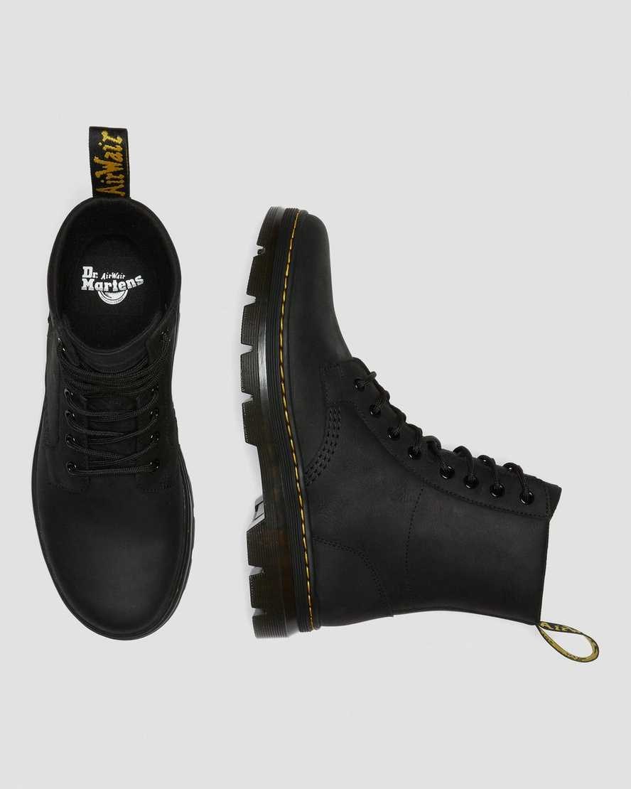 Men's Dr Martens Combs Leather Lace Up Boots Black Wyoming | 523XQTNOE