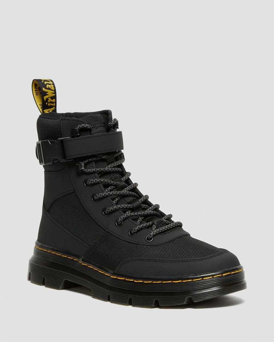 Men's Dr Martens Combs Tech Extra Tough Poly Lace Up Boots Black Extra Tough Nylon | 368ECMJQI