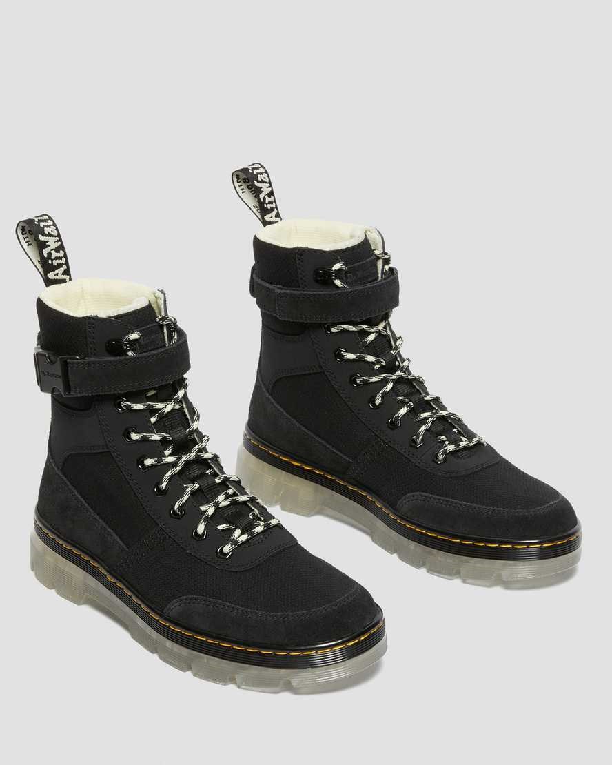 Men's Dr Martens Combs Tech Superknit + Suede Ankle Boots Black | 703AQEKDR