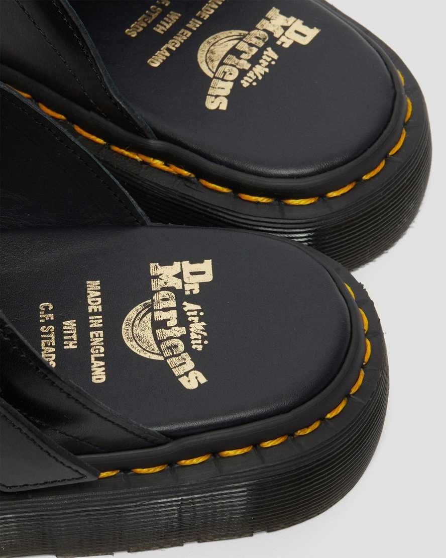 Men's Dr Martens Dayne Made in England Leather Leather Slide Sandals Black | 198BTUIRV