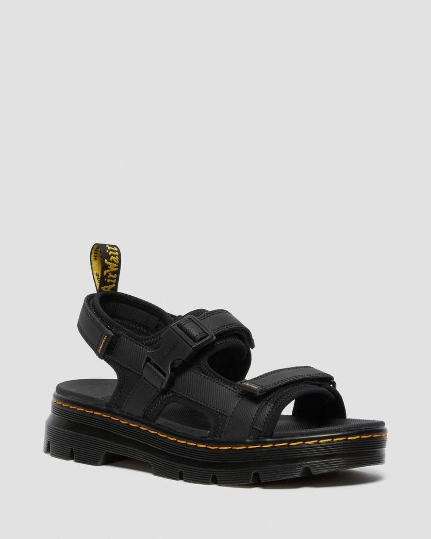 Men's Dr Martens Forster Webbing Sandals Black | 354ECXTFW