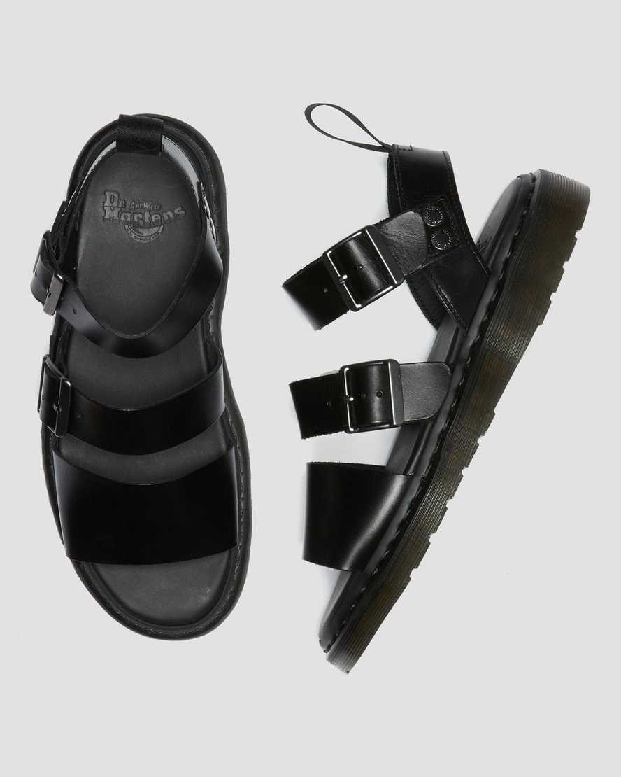 Men's Dr Martens Gryphon Brando Leather Gladiator Sandals Black Brando | 039YEIZDP