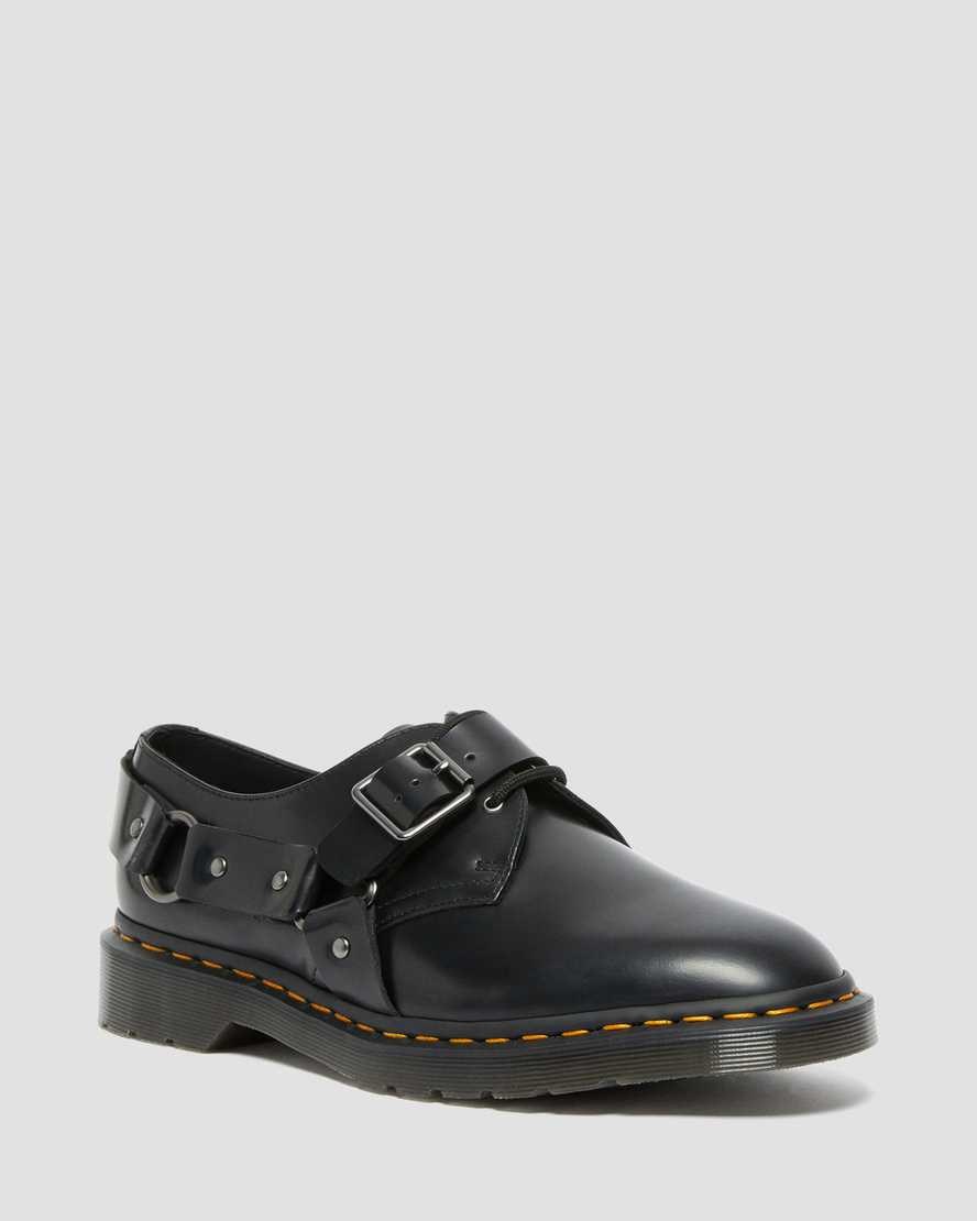 Men\'s Dr Martens Henree Polished Smooth Leather Oxford Shoes Black Polished Smooth | 820BJOEYK