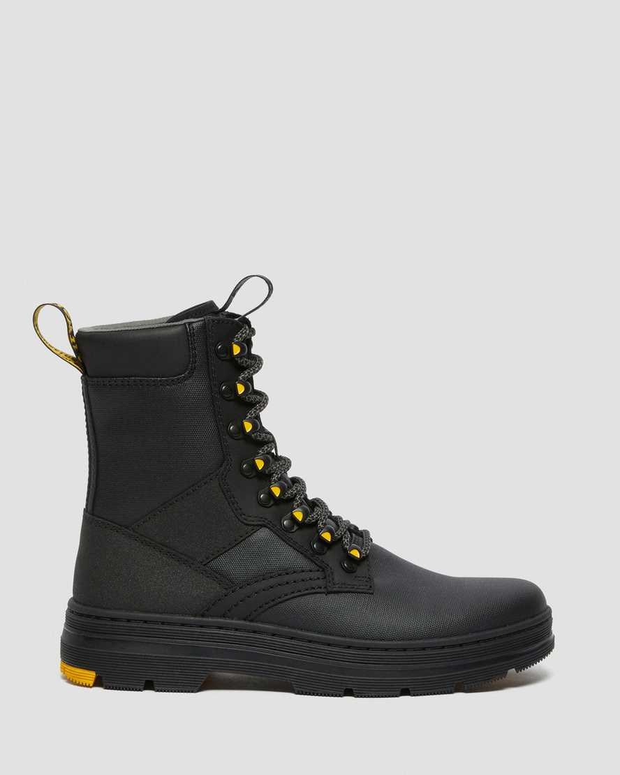 Men's Dr Martens Iowa Coated Canvas Mix Lace Up Boots Black Coated Canvas | 186MWSFAT