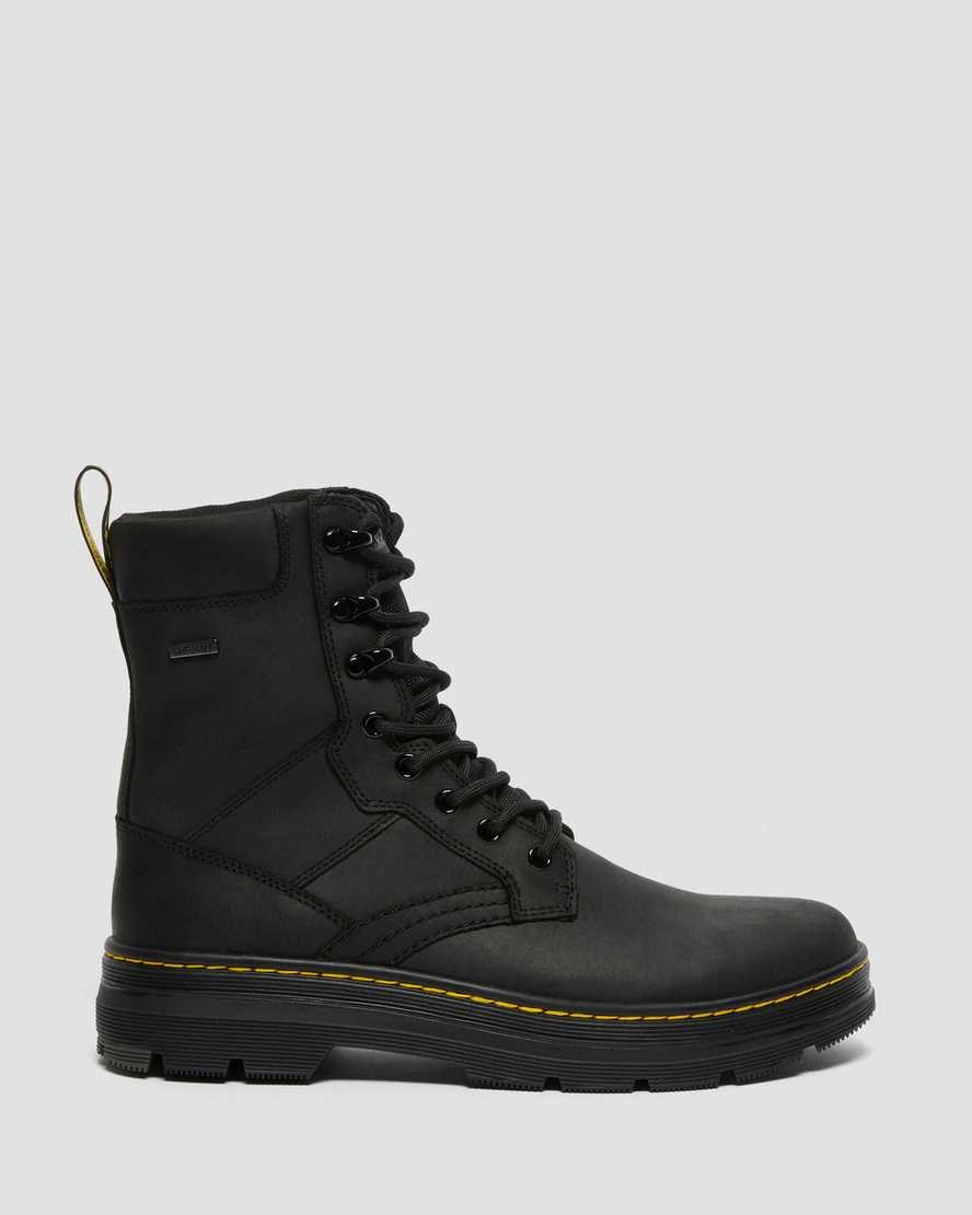 Men's Dr Martens Iowa Waterproof Poly Lace Up Boots Black Republic | 156UXKLSF