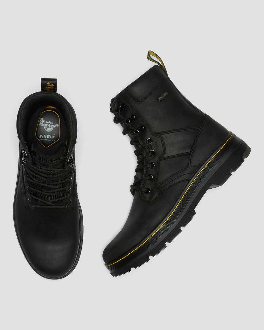 Men's Dr Martens Iowa Waterproof Poly Lace Up Boots Black Republic | 156UXKLSF