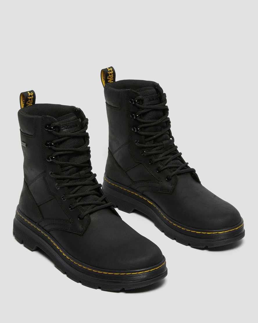 Men's Dr Martens Iowa Waterproof Poly Lace Up Boots Black Republic | 156UXKLSF