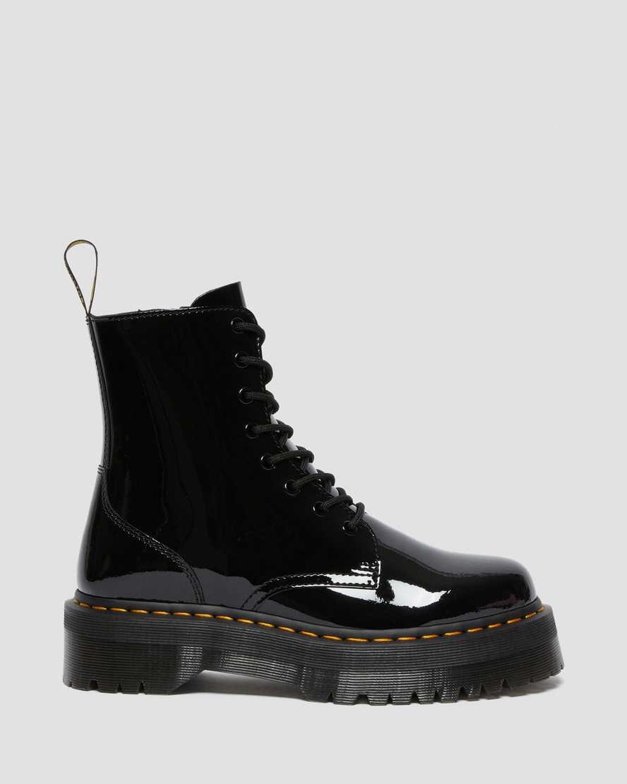 Men's Dr Martens Jadon Patent Leather Zip Up Boots Black Patent Lamper | 604REIJAU