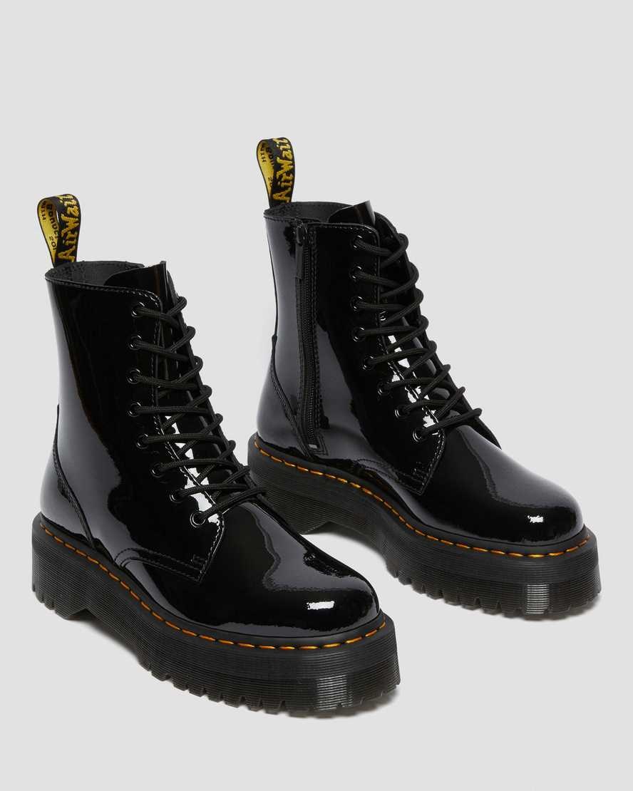 Men's Dr Martens Jadon Patent Leather Zip Up Boots Black Patent Lamper | 604REIJAU