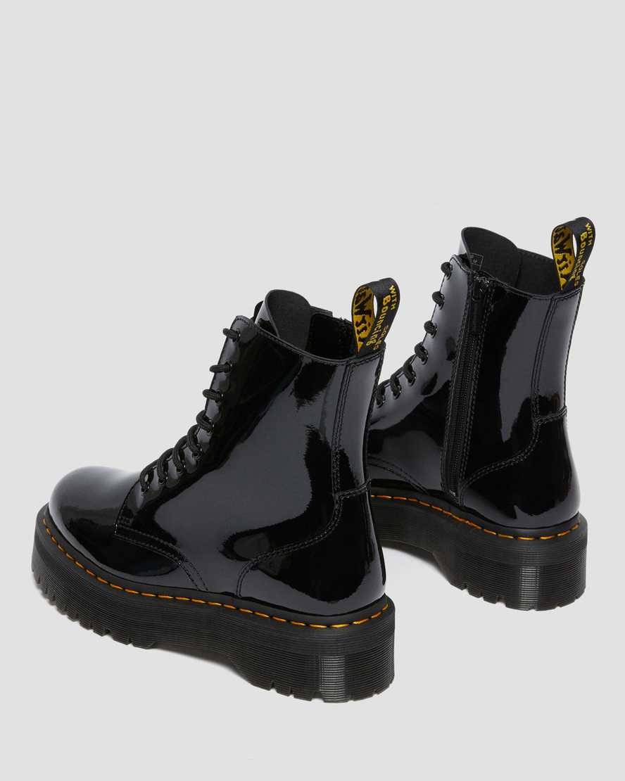 Men's Dr Martens Jadon Patent Leather Zip Up Boots Black Patent Lamper | 604REIJAU