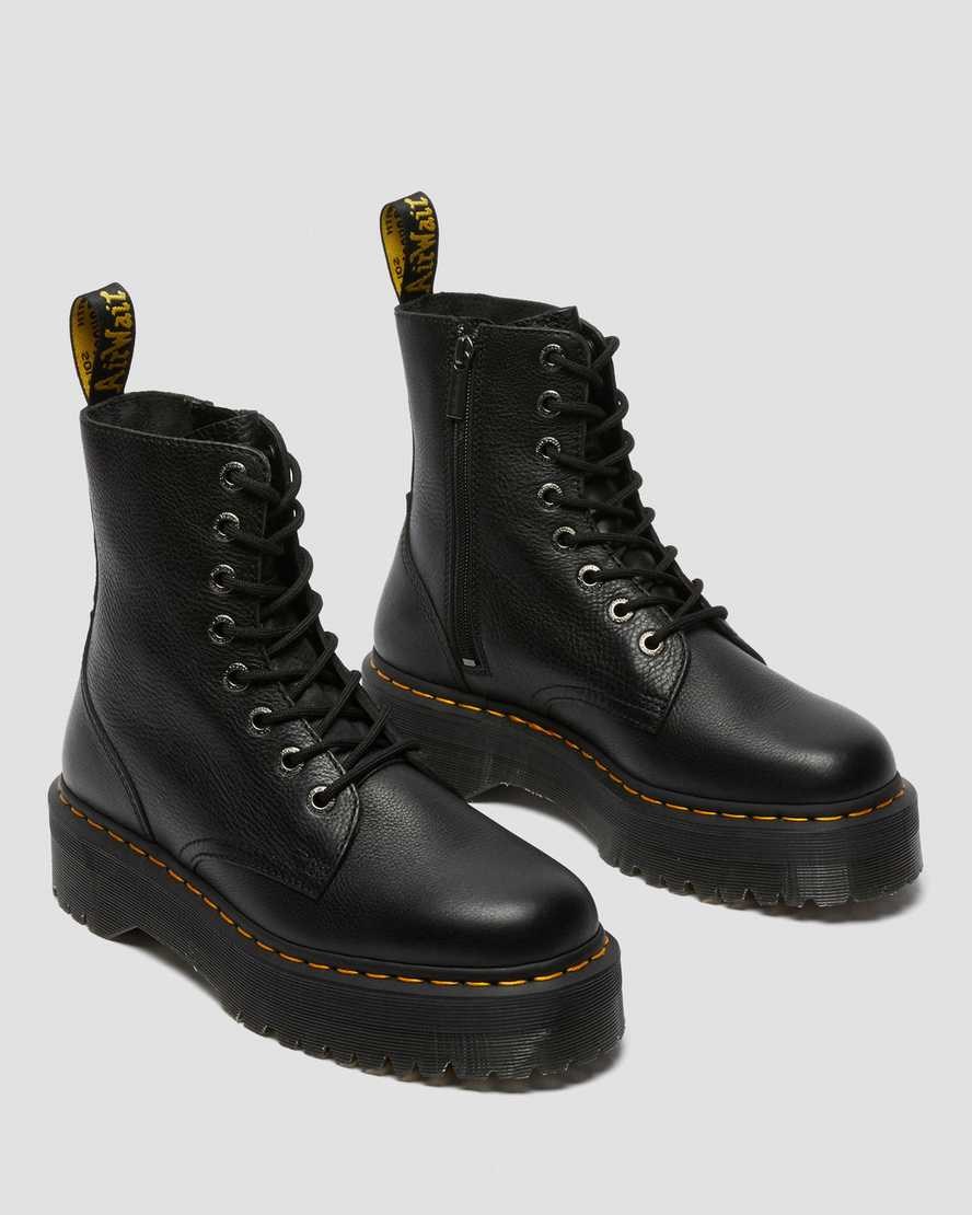 Men's Dr Martens Jadon Pisa Leather Lace Up Boots Black Pisa | 650IDLZEX