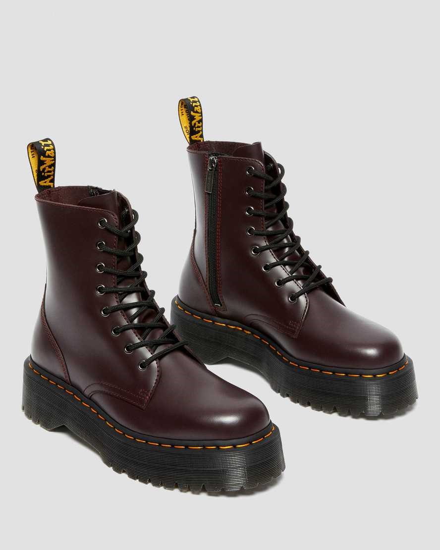 Men's Dr Martens Jadon Smooth Leather Lace Up Boots Burgundy Smooth Leather | 624ZCWNML