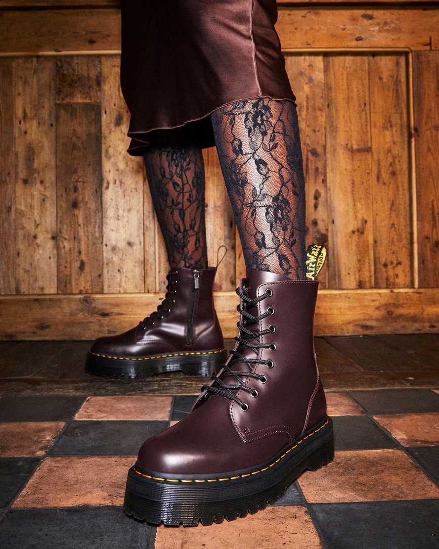 Men's Dr Martens Jadon Smooth Leather Lace Up Boots Burgundy Smooth Leather | 624ZCWNML