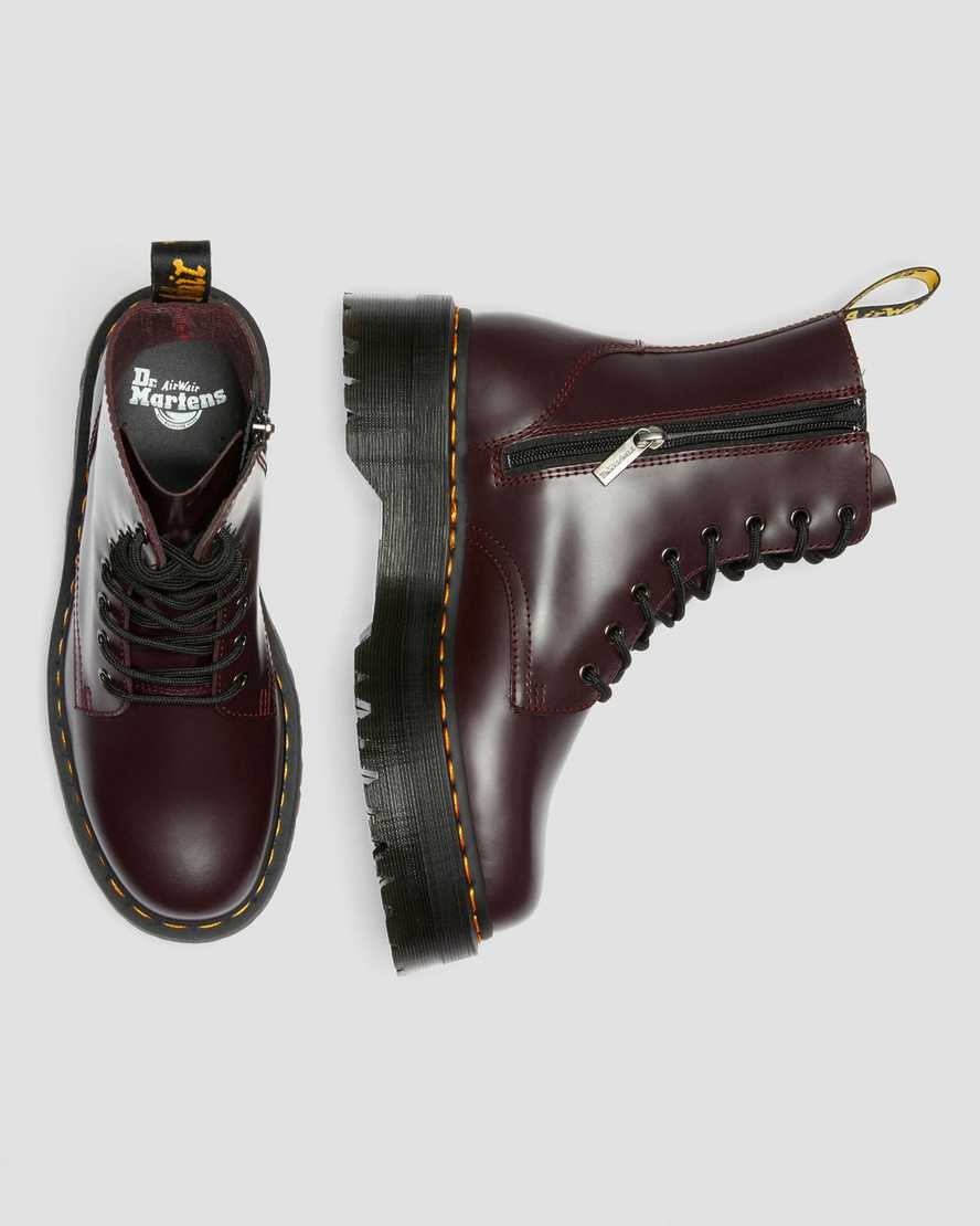 Men's Dr Martens Jadon Smooth Leather Lace Up Boots Burgundy Smooth Leather | 624ZCWNML