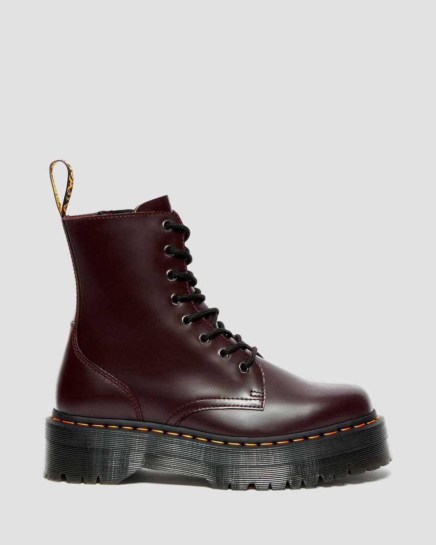 Men's Dr Martens Jadon Smooth Leather Lace Up Boots Burgundy Smooth Leather | 624ZCWNML