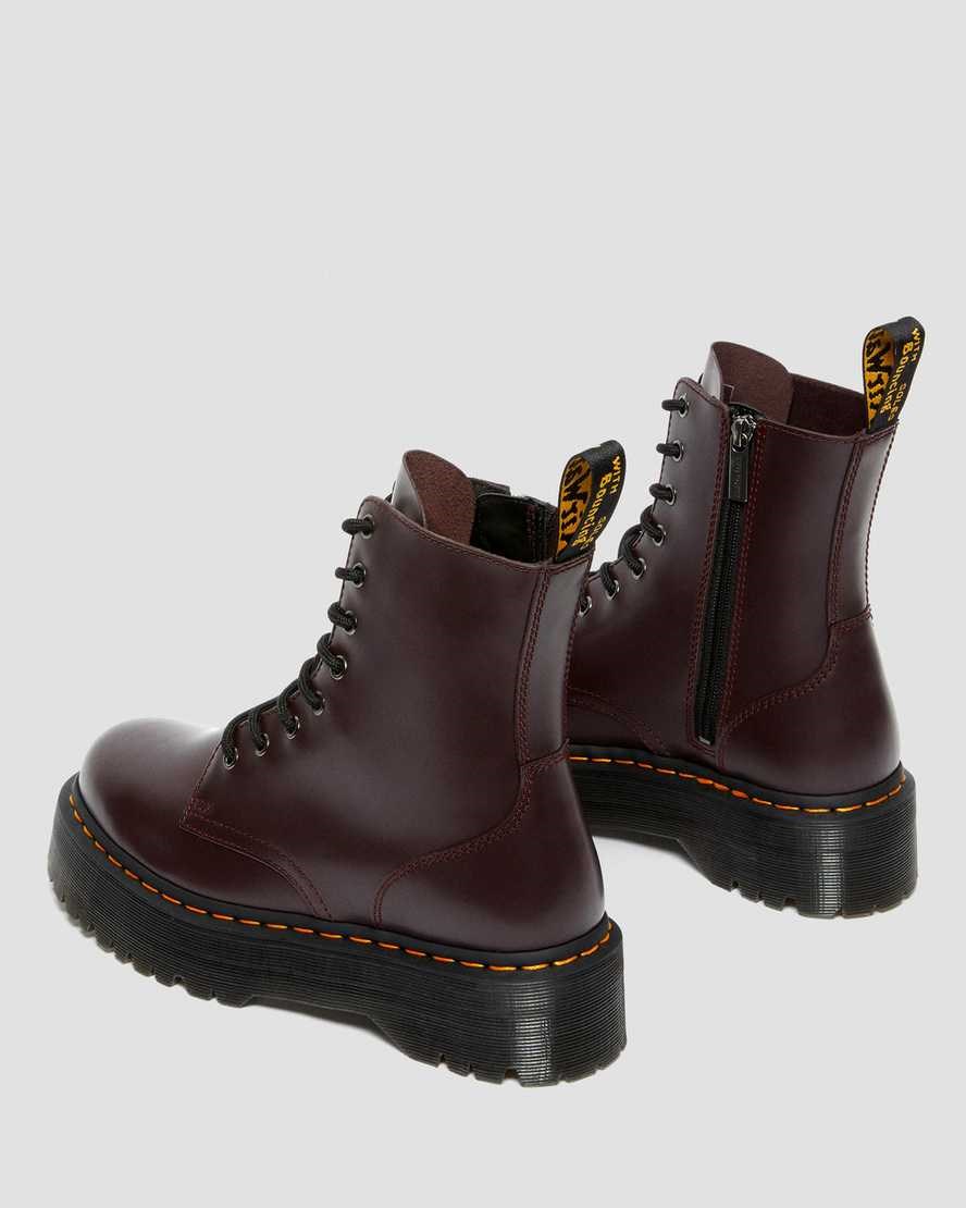 Men's Dr Martens Jadon Smooth Leather Zip Up Boots Burgundy Smooth Leather | 491QHGSTX