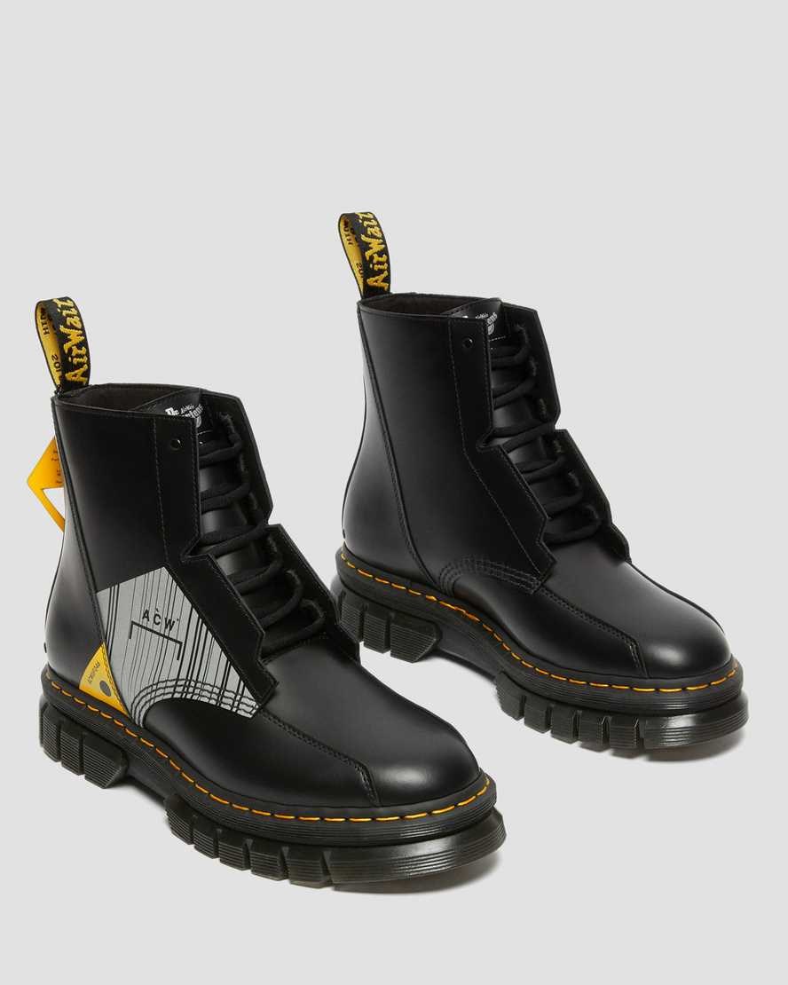 Men's Dr Martens Rikard A-Cold-Wall Leather Lace Up Boots Black Smooth Leather | 276MPVGFI