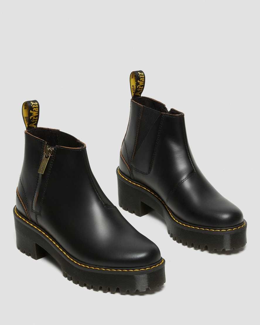 Men's Dr Martens Rometty II Vintage Smooth Leather Zip Up Boots Black Vintage Smooth | 194TLSBHX