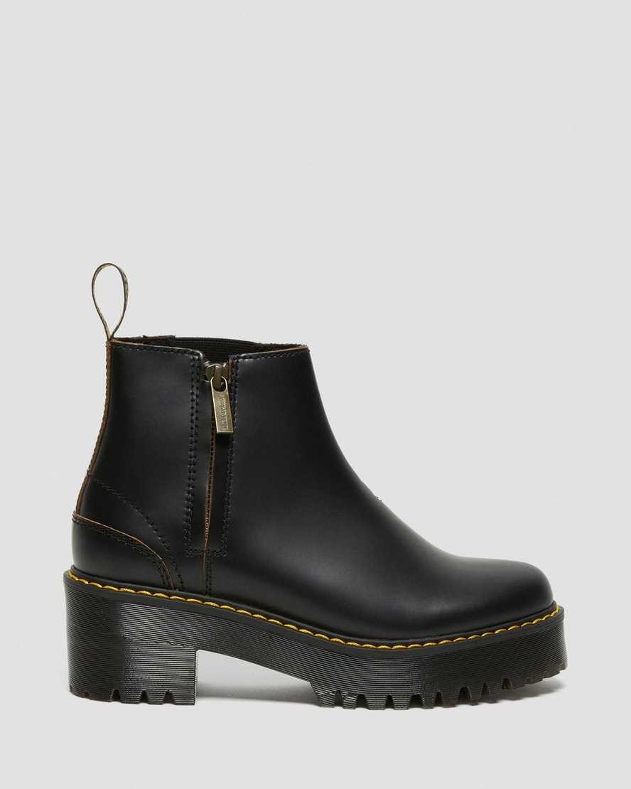 Men's Dr Martens Rometty II Vintage Smooth Leather Zip Up Boots Black Vintage Smooth | 194TLSBHX