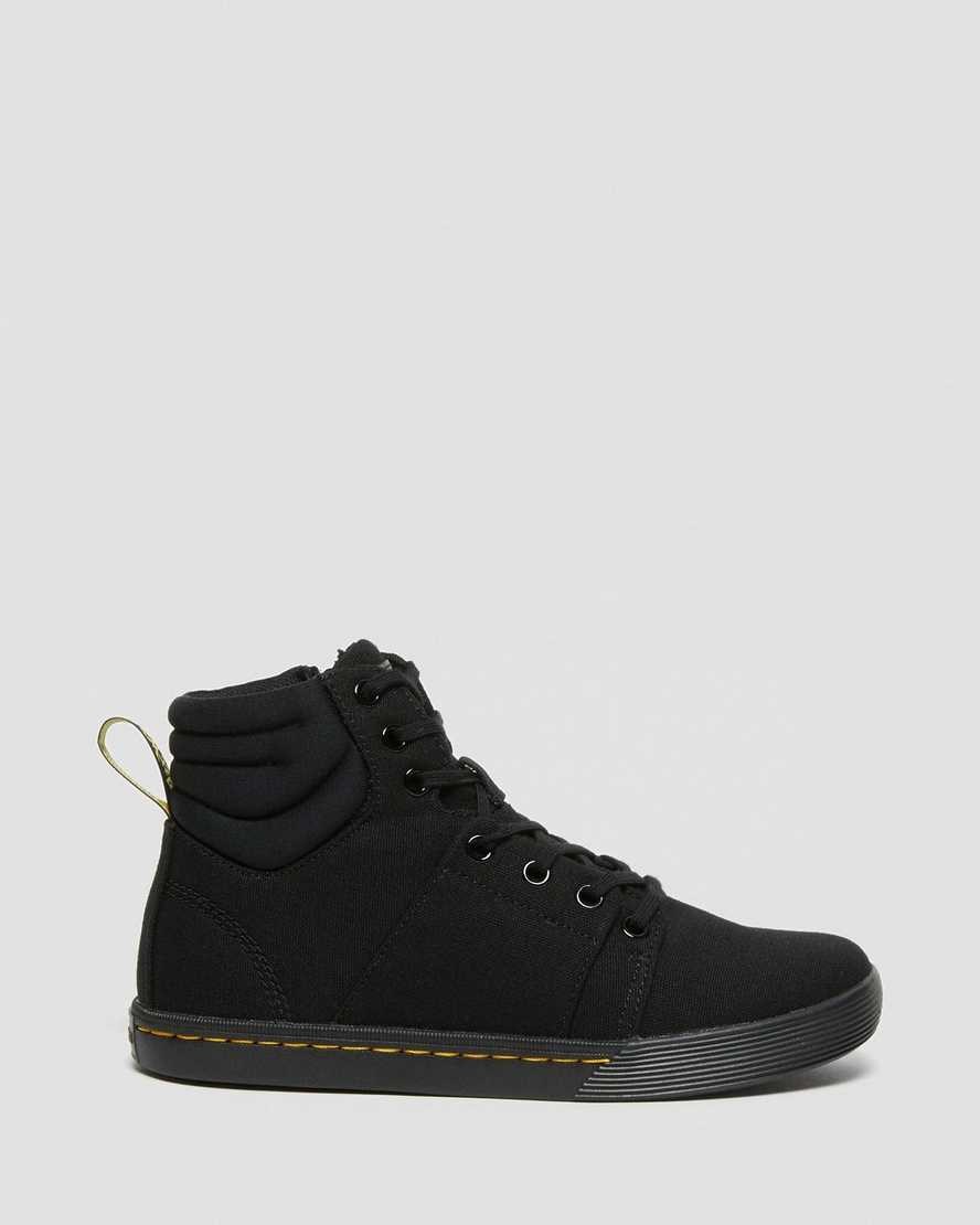 Men's Dr Martens Rozarya Canvas Boots Black | 637DXSKMJ