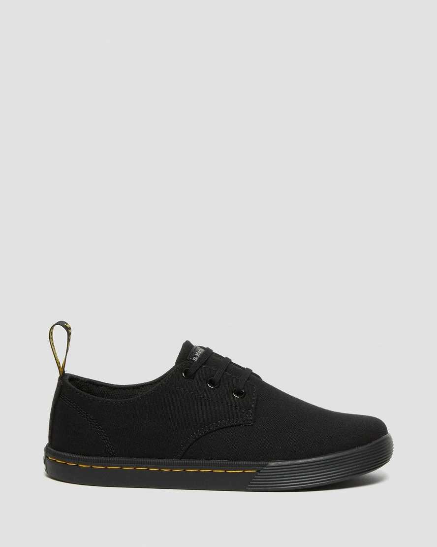 Men's Dr Martens Santanita Canvas Shoes Black Canvas | 057ODZBIK