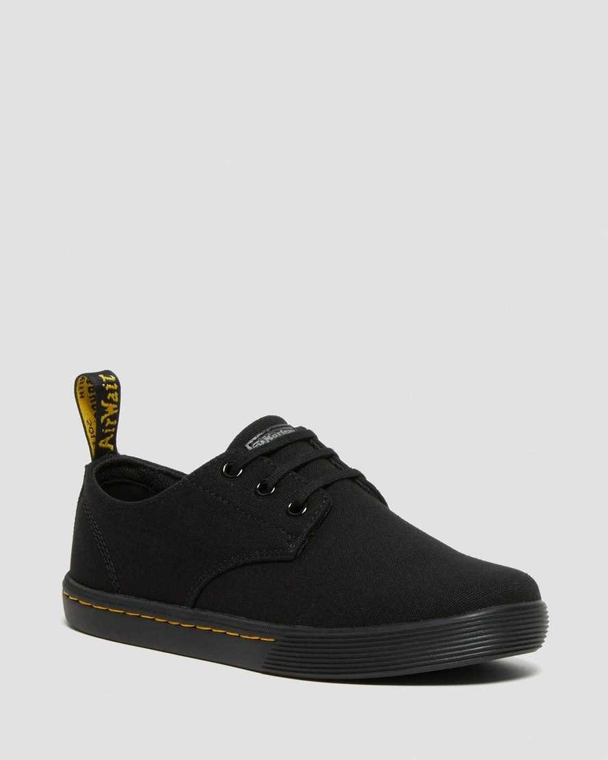 Men\'s Dr Martens Santanita Canvas Shoes Black Canvas | 057ODZBIK