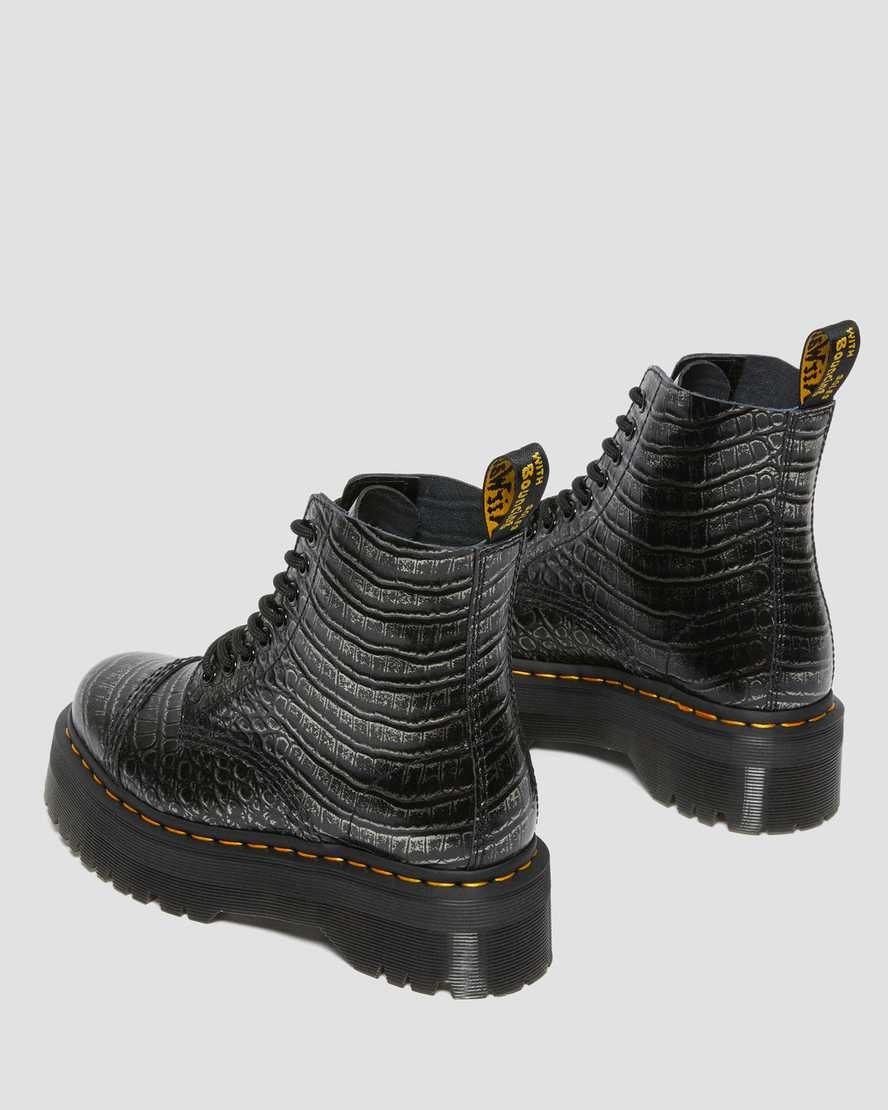 Men's Dr Martens Sinclair Croc Emboss Leather Zip Up Boots Gunmetal Wild Croc | 629PFEWCJ