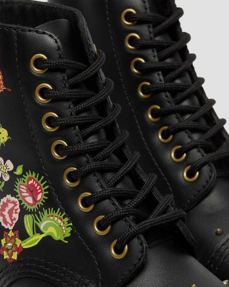 Men's Dr Martens Sinclair Floral Bloom Leather Zip Up Boots Black | 863MHRVOF