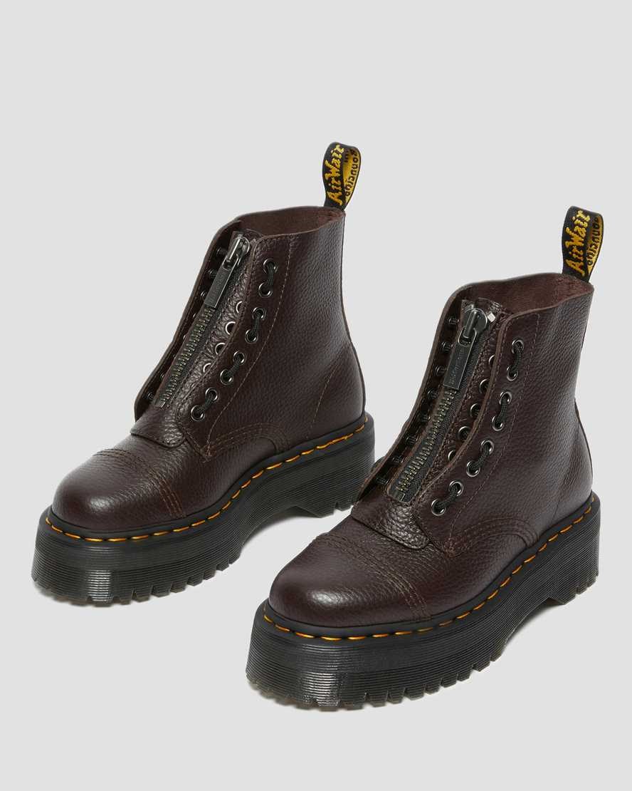 Men's Dr Martens Sinclair Milled Nappa Leather Zip Up Boots Burgundy Milled Nappa Leather | 067MHLERD