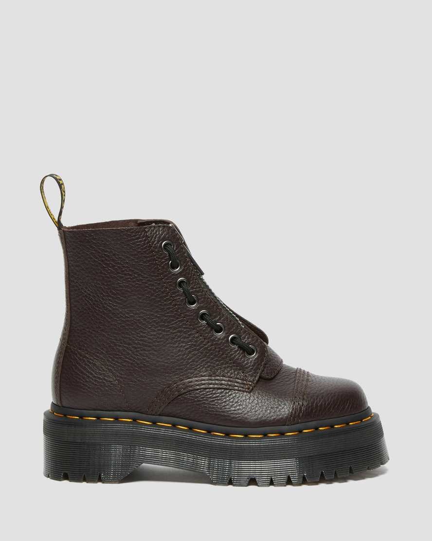 Men's Dr Martens Sinclair Milled Nappa Leather Zip Up Boots Burgundy Milled Nappa Leather | 067MHLERD