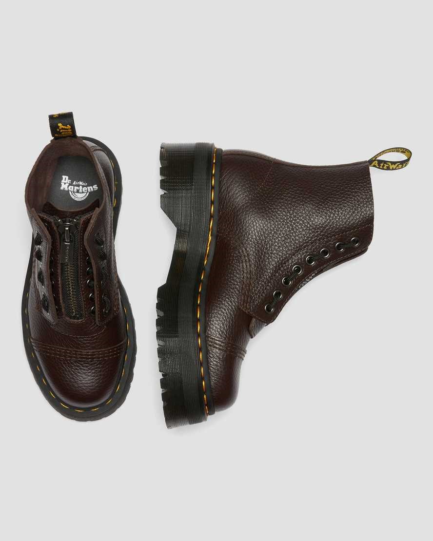 Men's Dr Martens Sinclair Milled Nappa Leather Zip Up Boots Burgundy Milled Nappa Leather | 067MHLERD