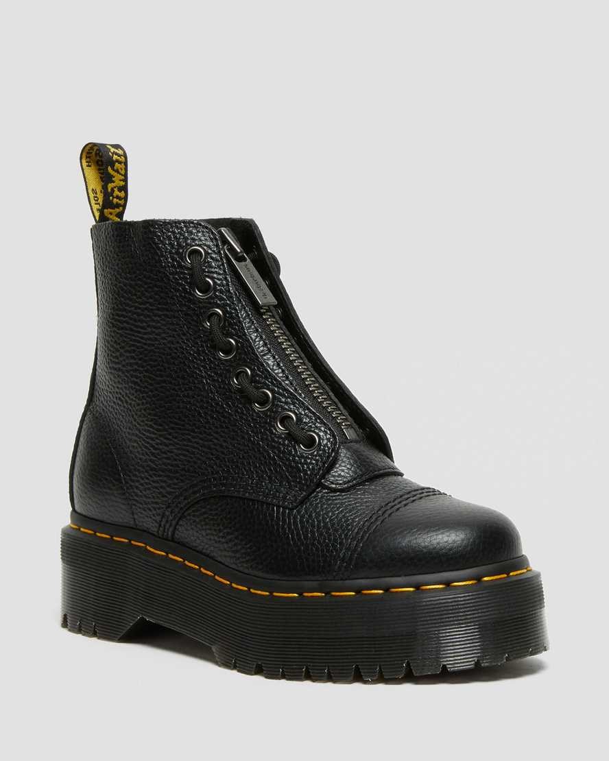 Men\'s Dr Martens Sinclair Milled Nappa Leather Zip Up Boots Black Milled Nappa Leather | 235MLOZEK