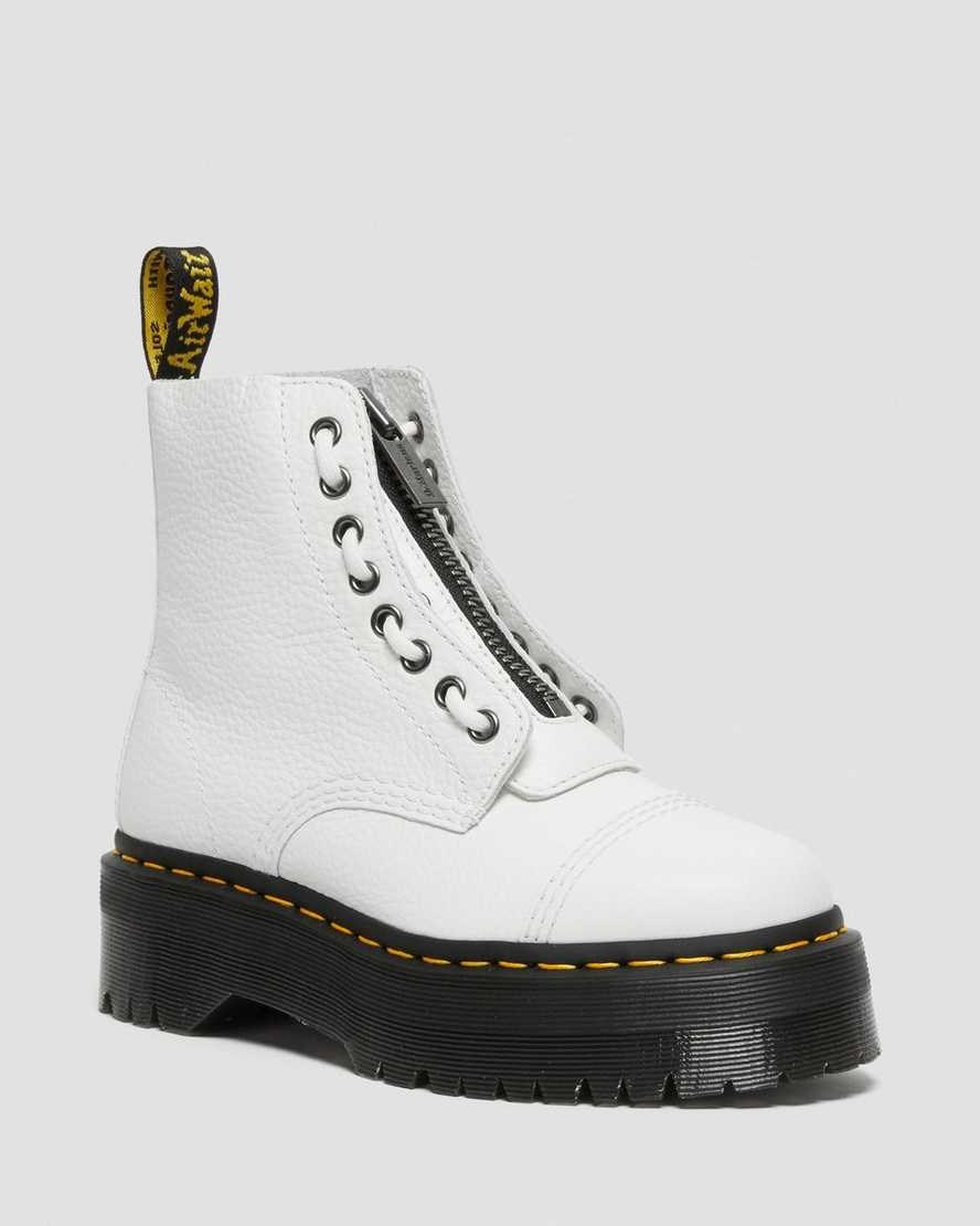 Men\'s Dr Martens Sinclair Milled Nappa Leather Zip Up Boots White Milled Nappa Leather | 756KHWZYC