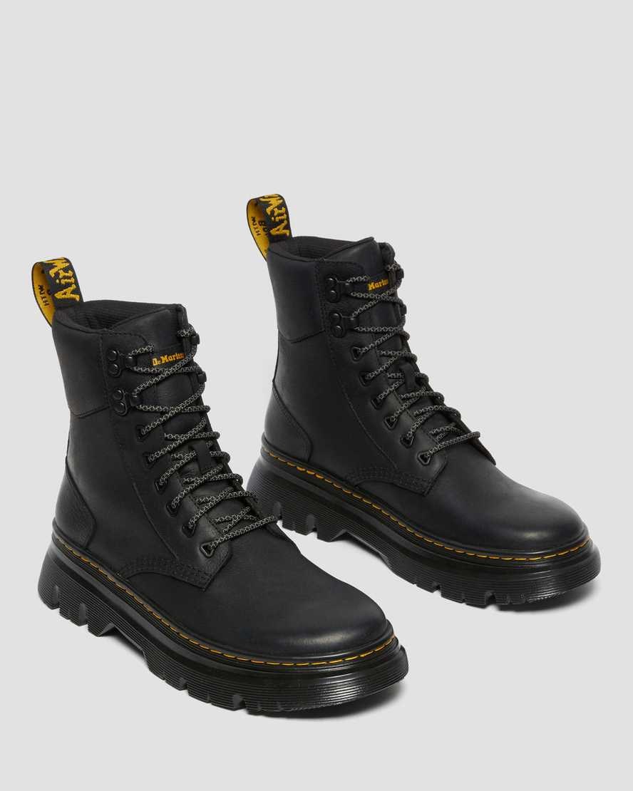 Men's Dr Martens Tarik Wyoming Leather Utility Boots Black Wyoming | 076KQFXIS