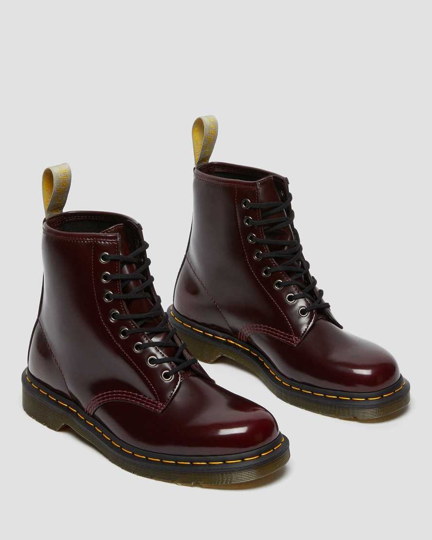 Men's Dr Martens Vegan 1460 Ankle Boots Cherry Red Oxford Rub Off | 472MBNCXT