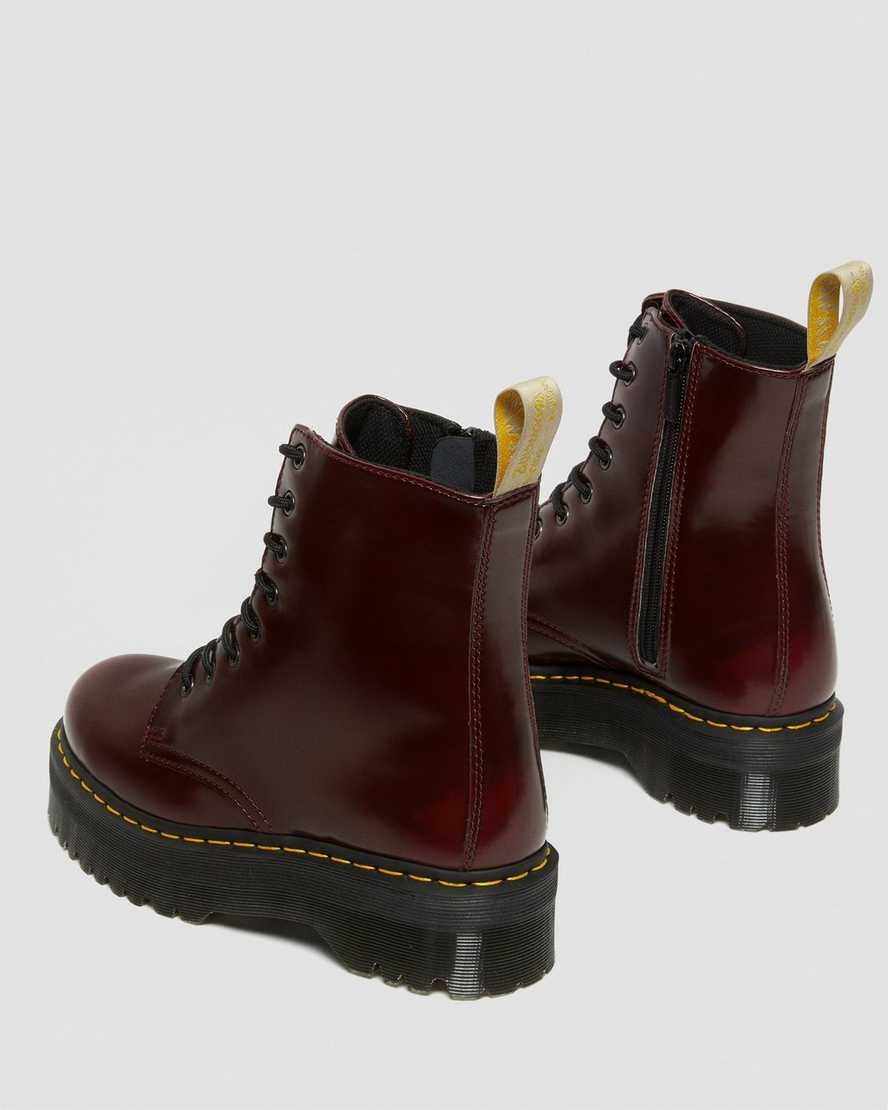 Men's Dr Martens Vegan Jadon II Ankle Boots Cherry Red Oxford Rub Off | 832URVFWN