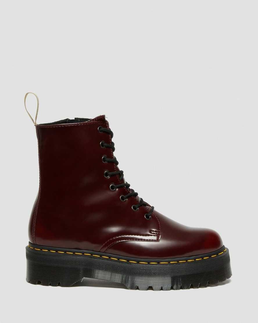 Men's Dr Martens Vegan Jadon II Ankle Boots Cherry Red Oxford Rub Off | 832URVFWN